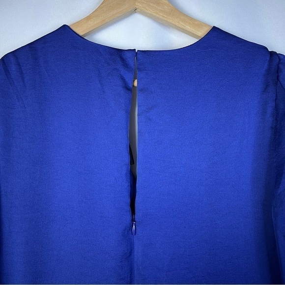 Express Royal Blue Satin Wrap Front Long Sleeve Mini Dress M - Picture 4 of 4
